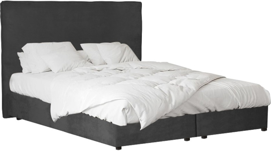 Απεικονίζει Κρεβάτι Διπλό Scandic 0 Liberta Γκρι με Αποθηκευτικό Χώρο.